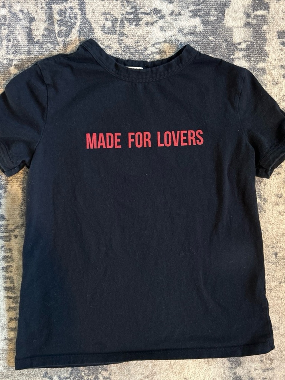 Zara Black Tee with Red "Made For Lovers" Graphic
